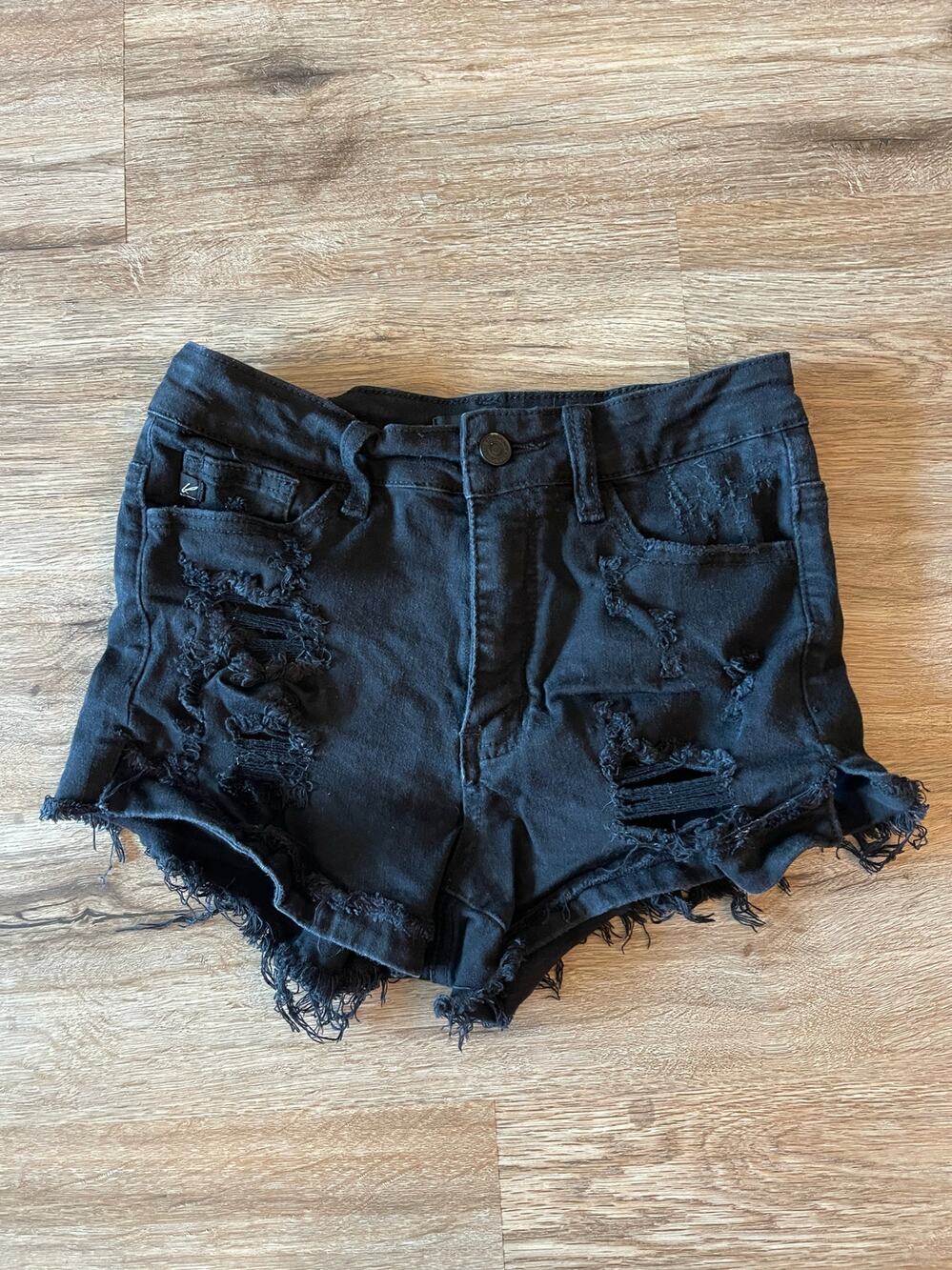 Kancan Black Distressed Shorts Size 5